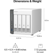 NAS QNAP TS-433-4G 4 Baies ARM Cortex-A55 2GHz 4Go DDR4 2.5GbE