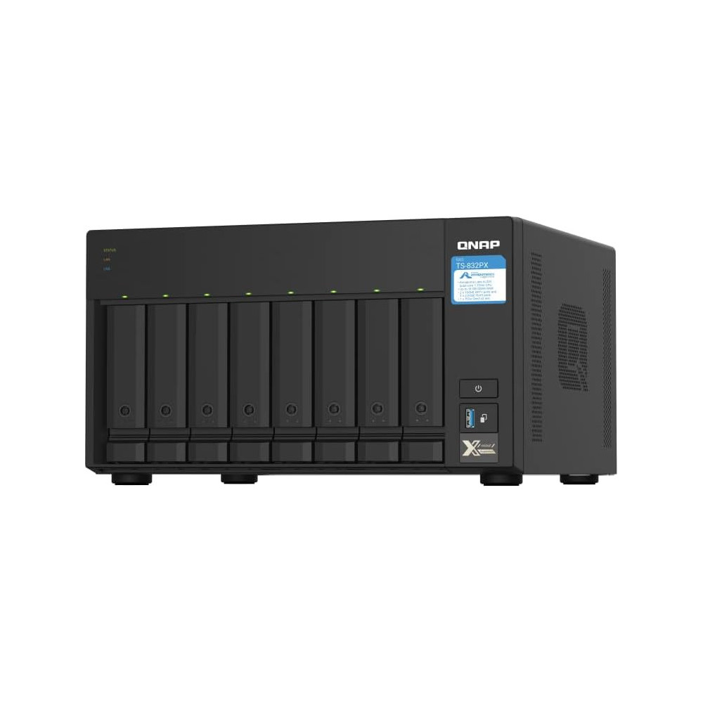 SERVEUR DE STOCKAGE NAS QNAP TS-832PXU-4G 8 Baies Rackable Quad-Core 1.7GHz 4Go DDR4 2x10GbE SFP+